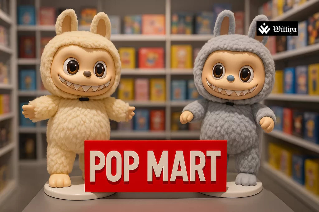 Labubu plush toys on display in Chinese store