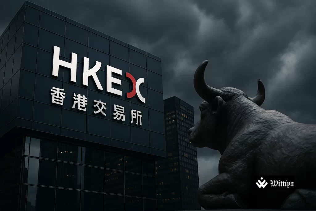 Traders at the Hong Kong Stock Exchange amid market decline triggered by war concerns and liquidity issues