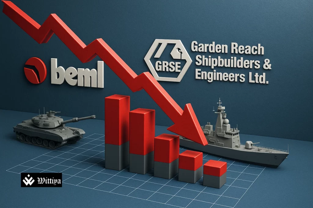 Indian Defence Index graph showing decline amid global ceasefire developments