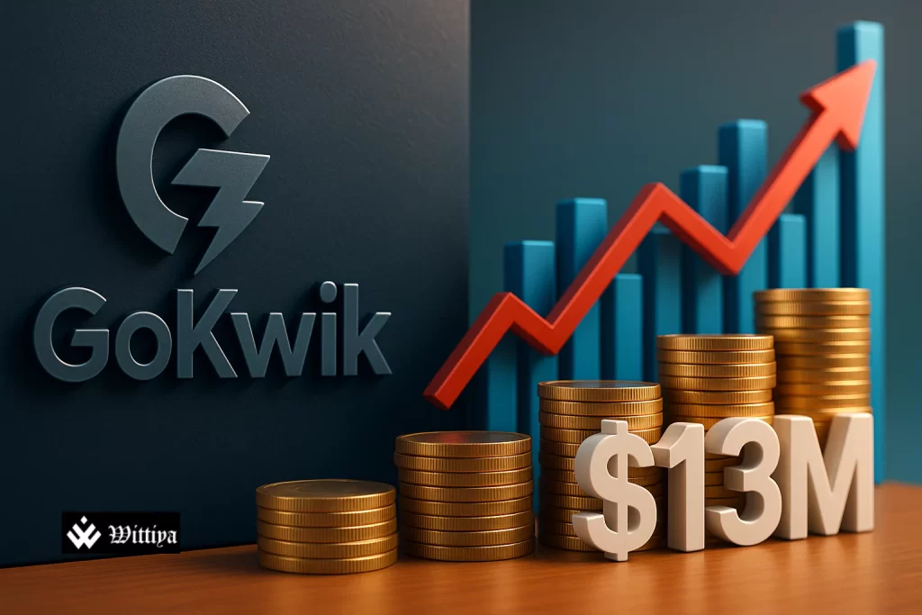 GoKwik logo with global network map symbolizing $13 million funding for international expansion