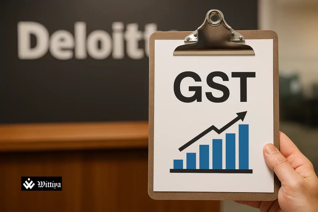 Digital tax filing and GST documents highlighting eight years of India’s Goods and Services Tax implementation