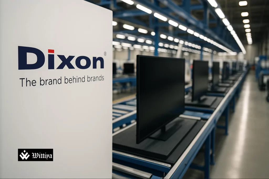 Exterior view of Dixon Technologies' electronics manufacturing facility in India