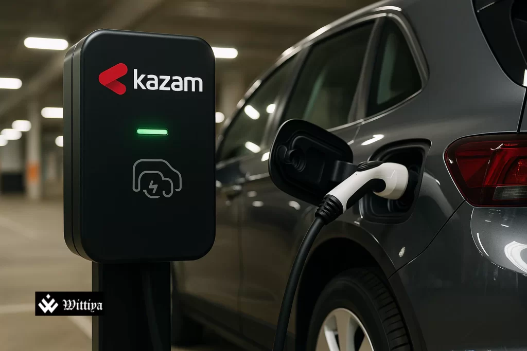 Kazam EV charging station being used by an electric vehicle