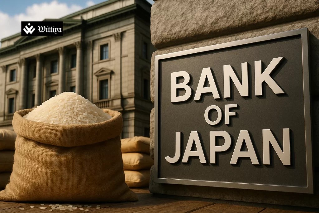 Bank of Japan building with inflation chart in background