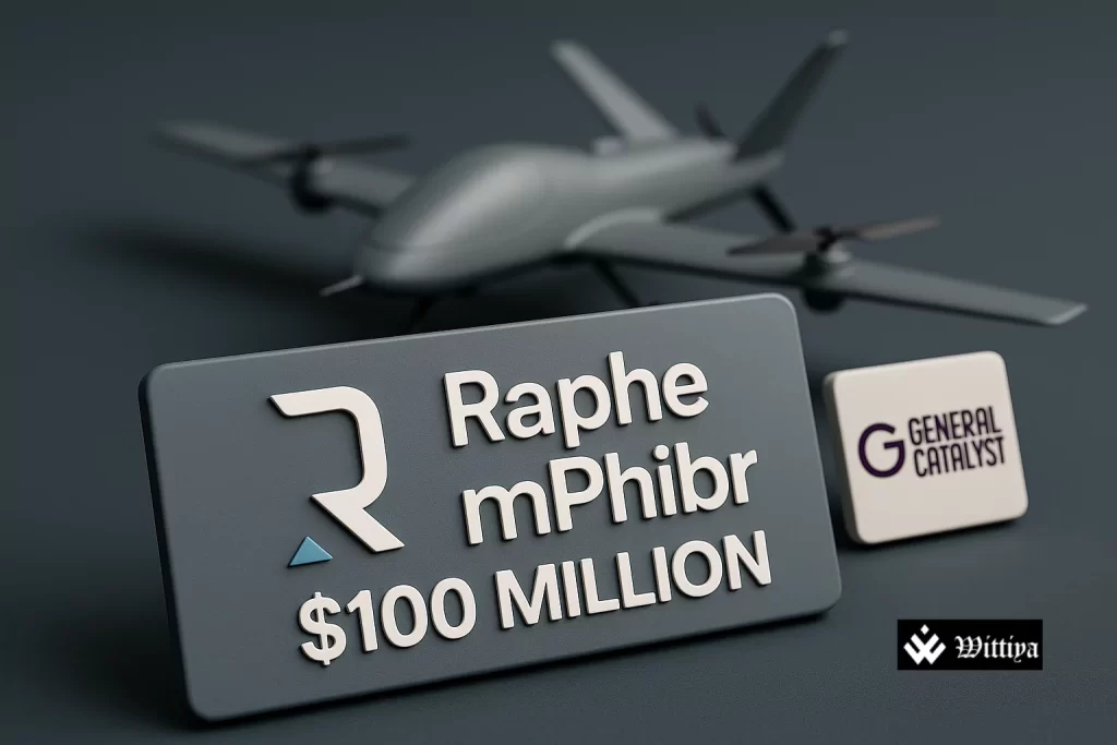 Raphe mPhibr aerospace engine development with engineers and raised $100M banner