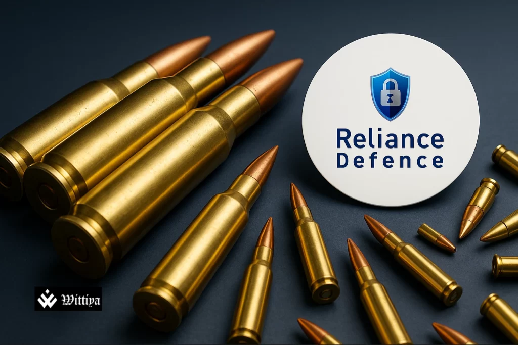 Reliance logo over factories and shipment containers representing ₹600 Cr global order