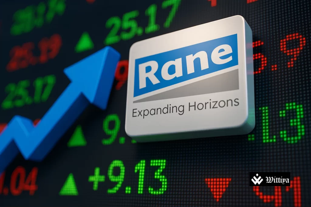 Rane Madras stock chart rising 9 percent following asset monetization news