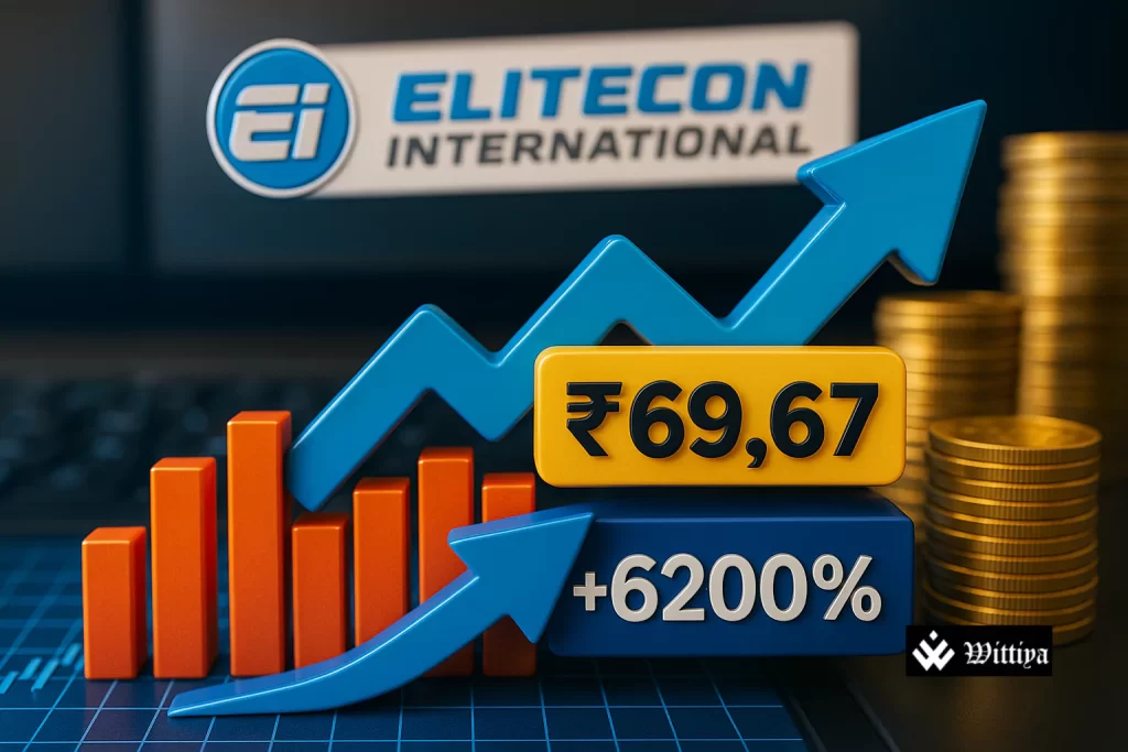 Elitecon stock chart rising from ₹1 lakh to ₹63 lakhs investment growth