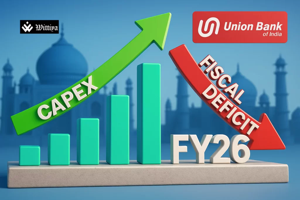 India’s finance minister presenting national budget with rising economy chart in the background