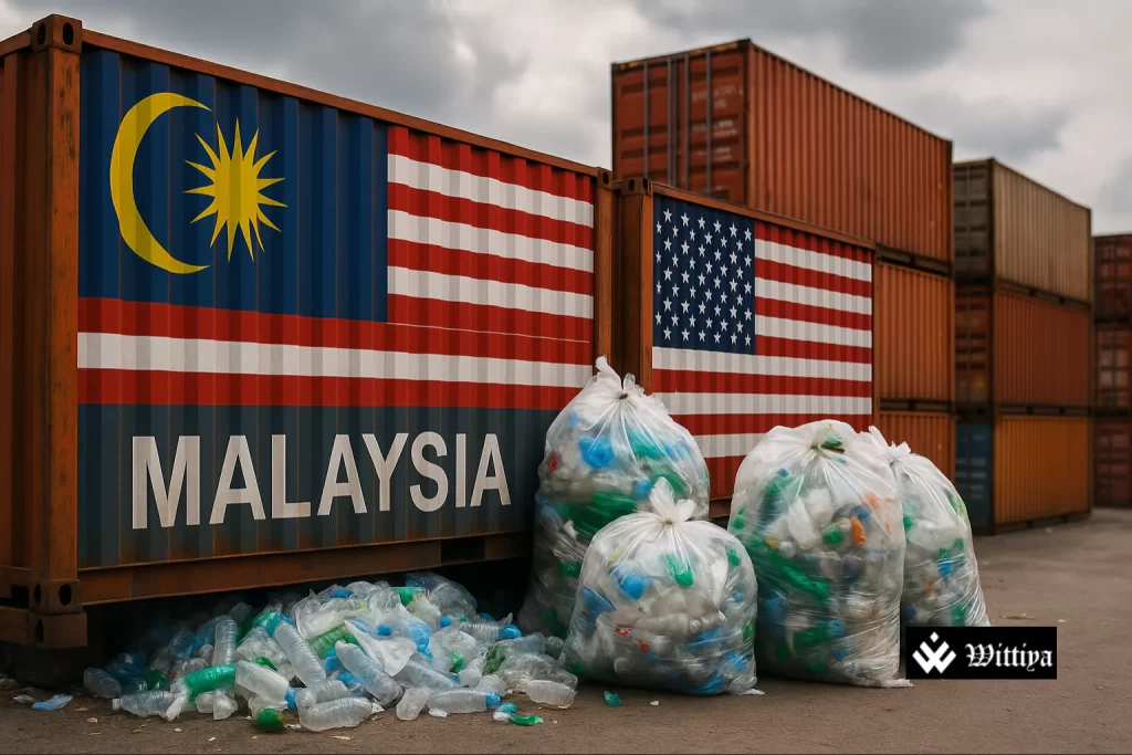 Plastic waste shipments from the U.S. being handled at a Malaysian port facility