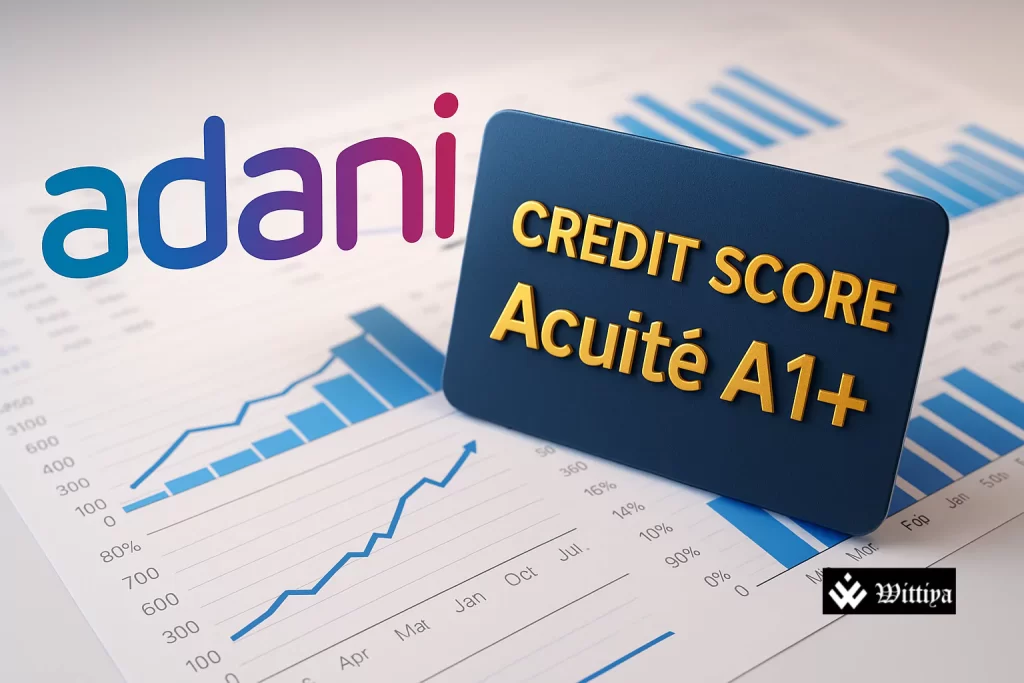 Adani Enterprises logo with credit rating report marked “A1+” and bond certificates