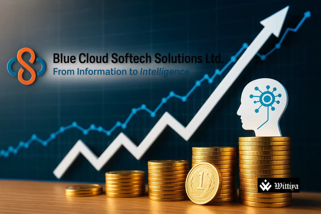 Blue Cloud Technologies stock chart skyrocketing over five years with 500% gain