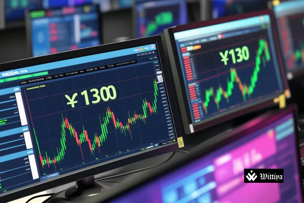 AdCounty Media logo beside an upward-trending stock graph showing ₹130 listing