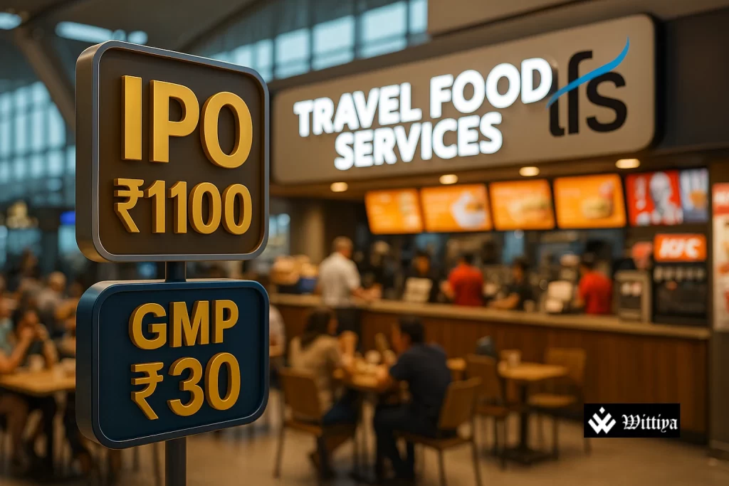 Travel Food Services branding on an airplane catering trolley during IPO launch