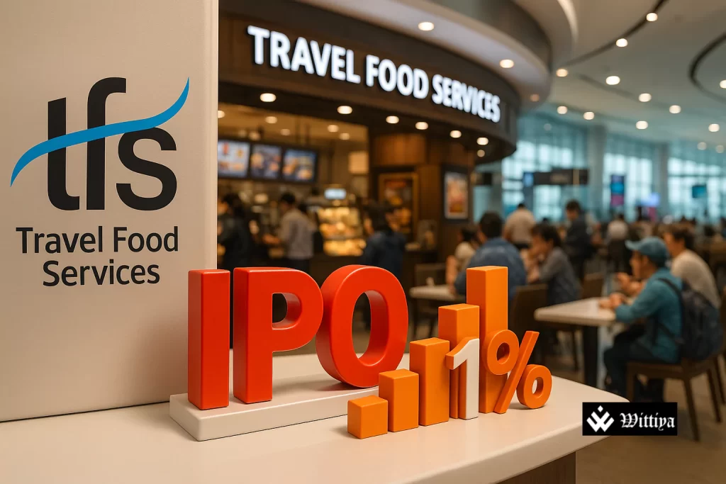Travel Food Services IPO poster with graph showing 16% subscription rate