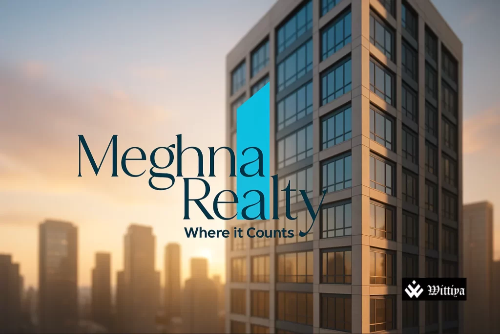 Meghna Infracon logo with stock certificate and bonus issue announcement