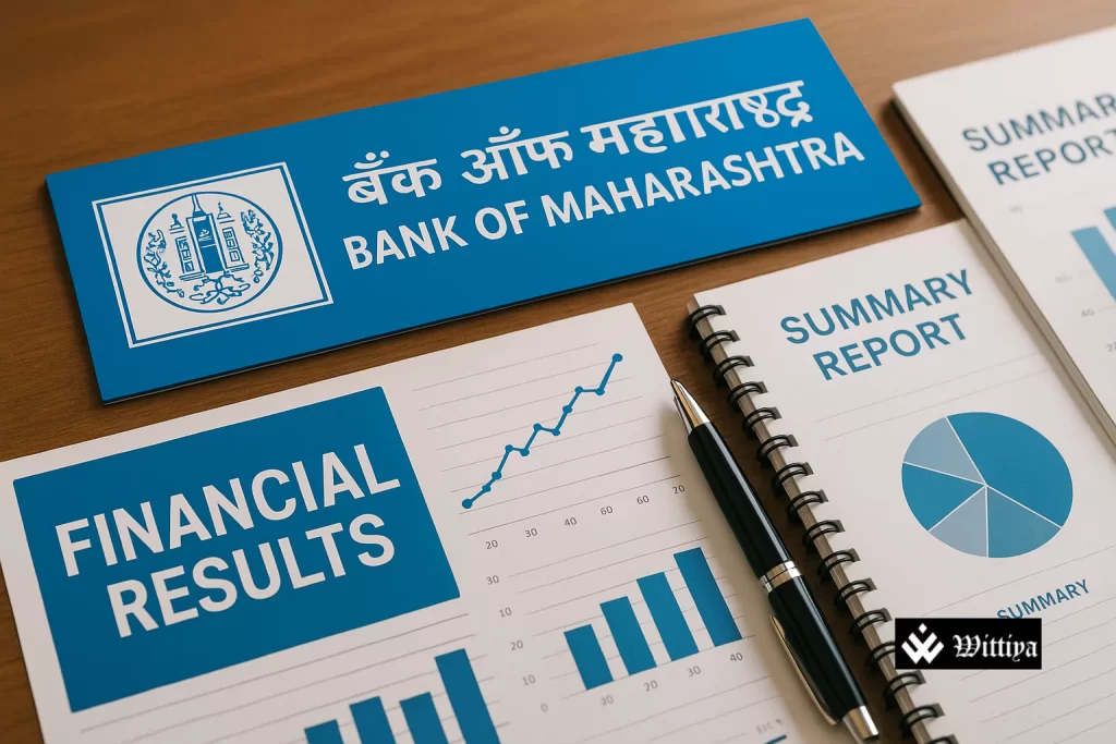 Bank of Maharashtra headquarters building with logo and Indian flag