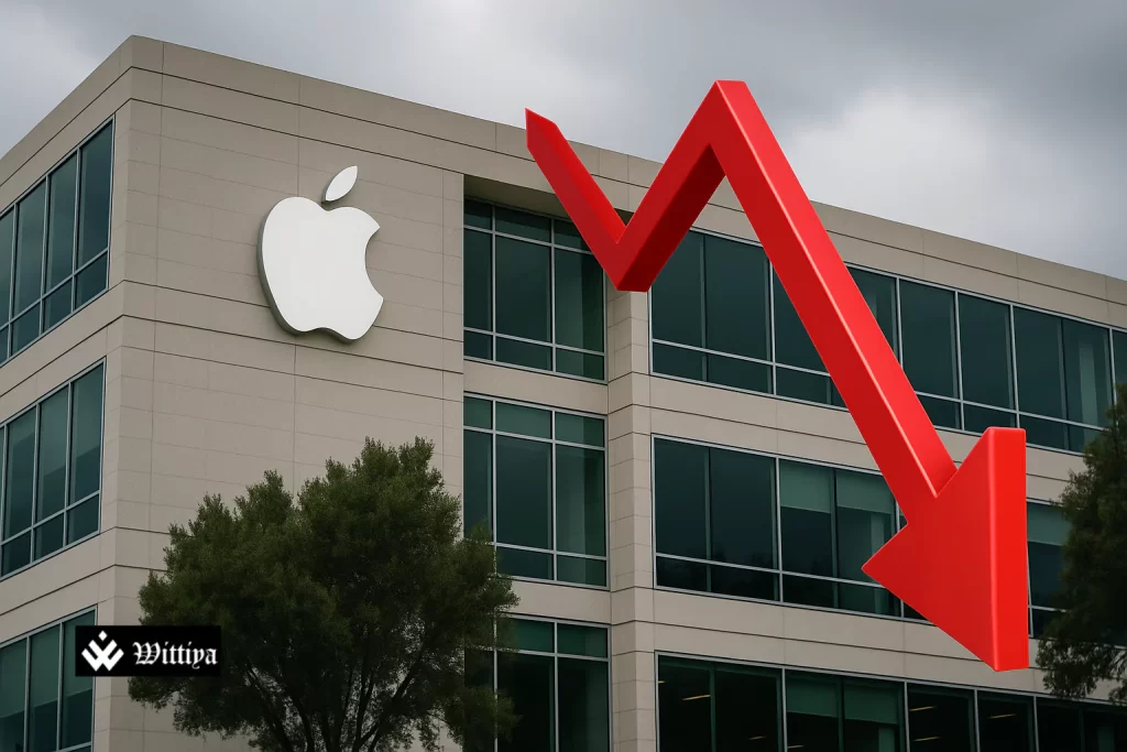 Apple logo with digital brain overlay symbolizing AI hesitation