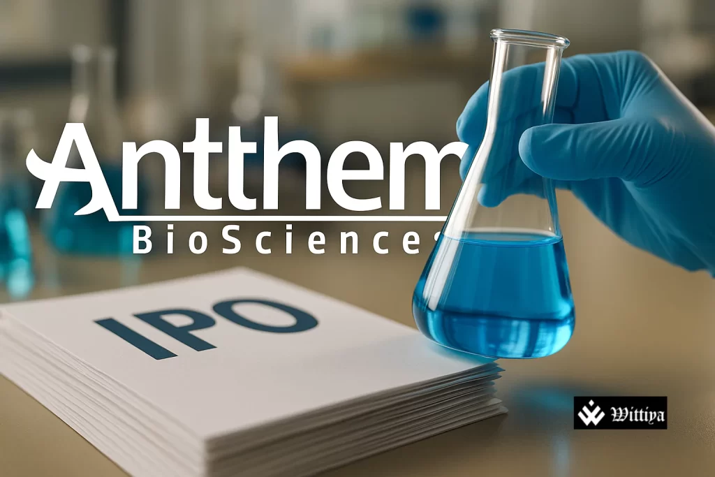 Anthem Biosciences logo rising over IPO stock chart with investor backing