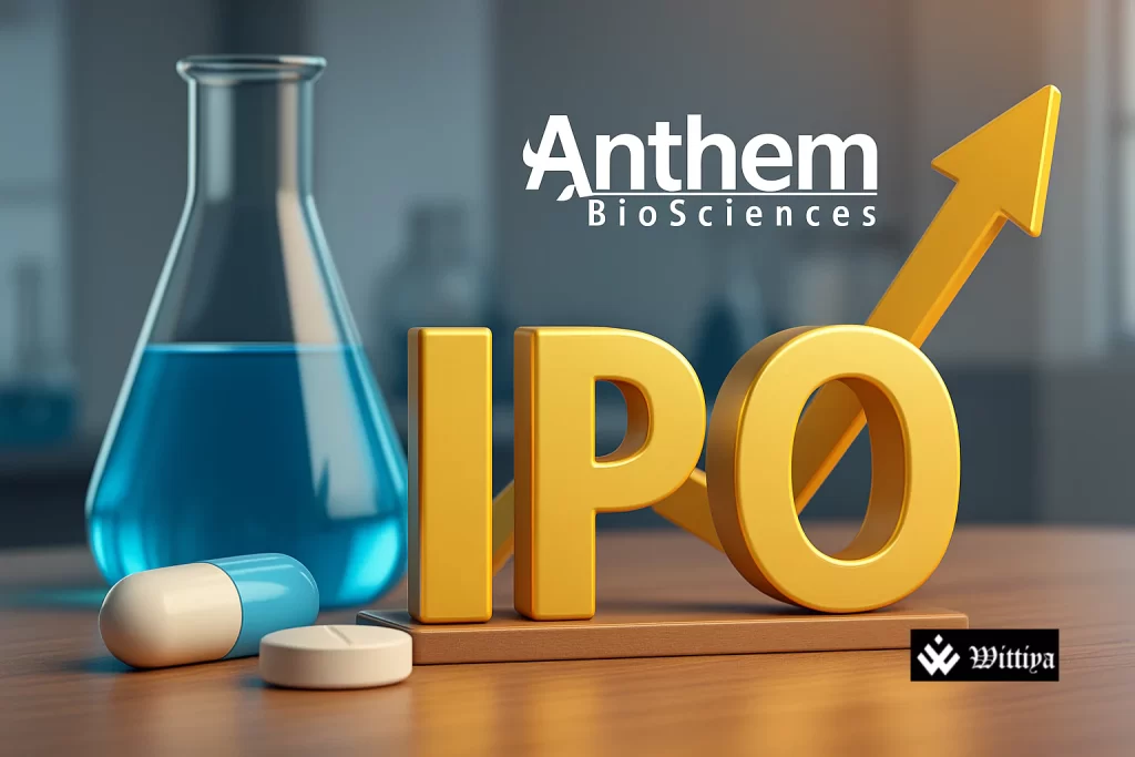 Investor checking IPO allotment status for Anthem Biosciences on a laptop
