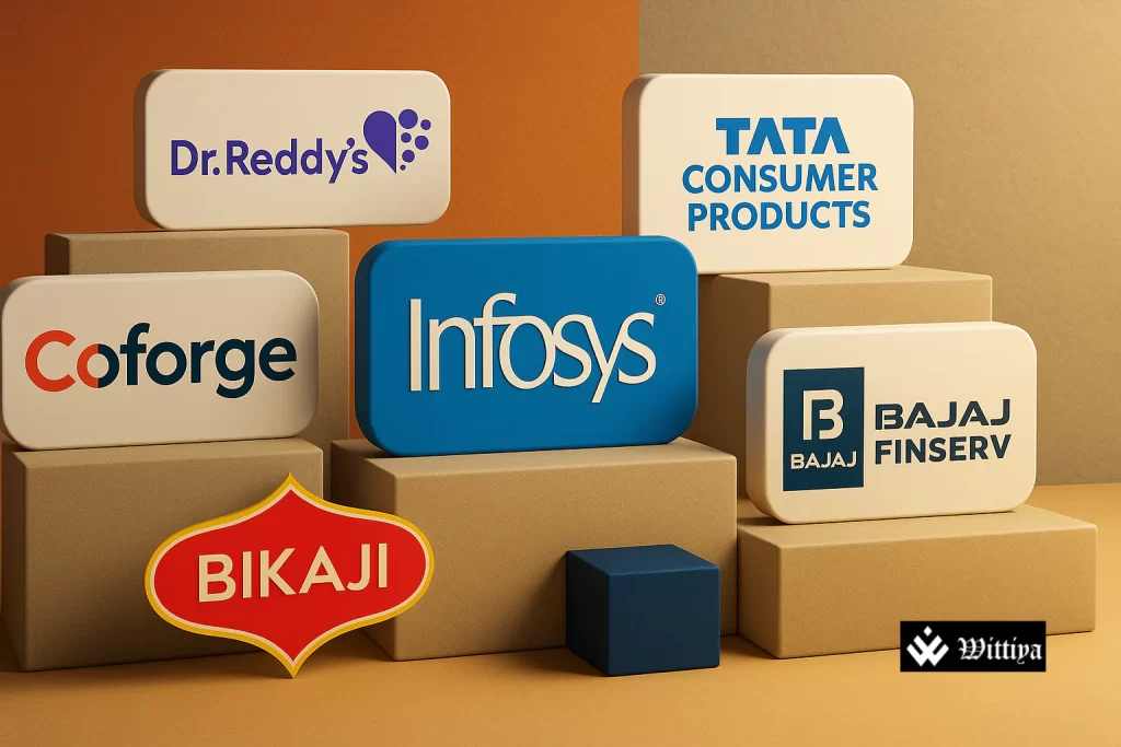 Financial results storm graphic with multiple company logos and charts