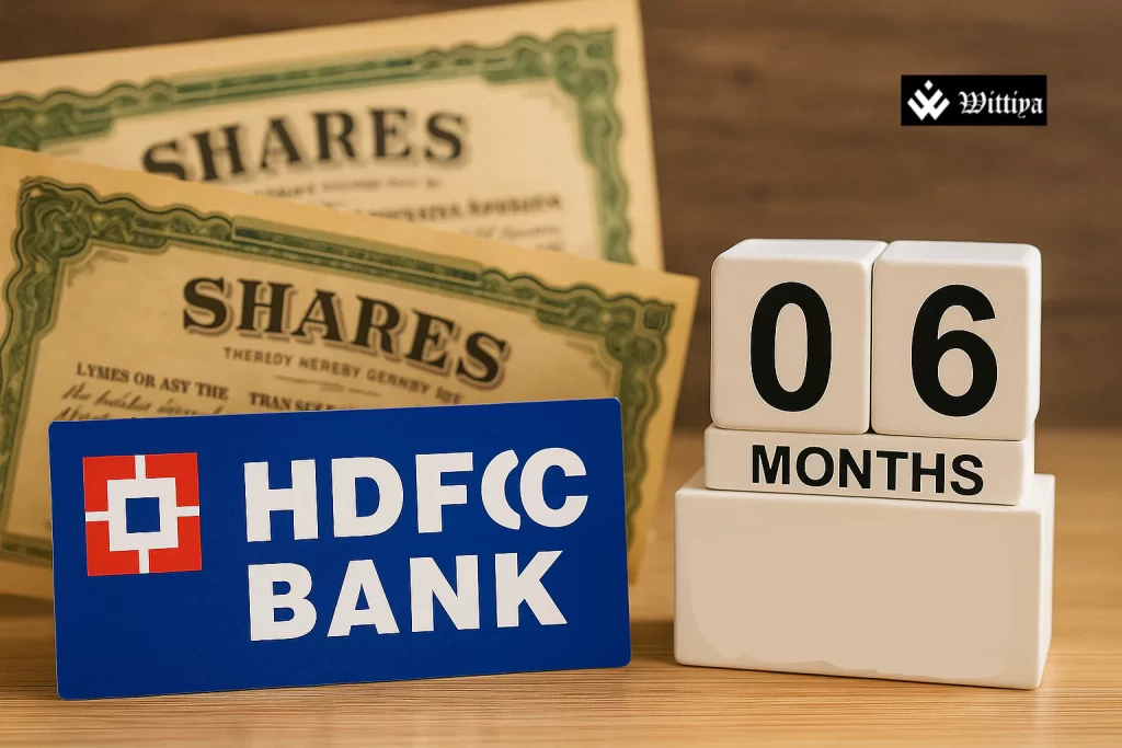 HDFC logo with countdown clock and share transfer documents