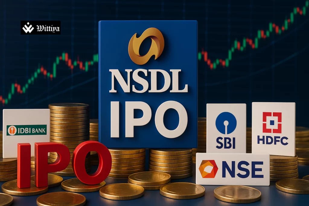 Breakdown of NSDL IPO share offerings highlighting major shareholders and stakeholder allocations