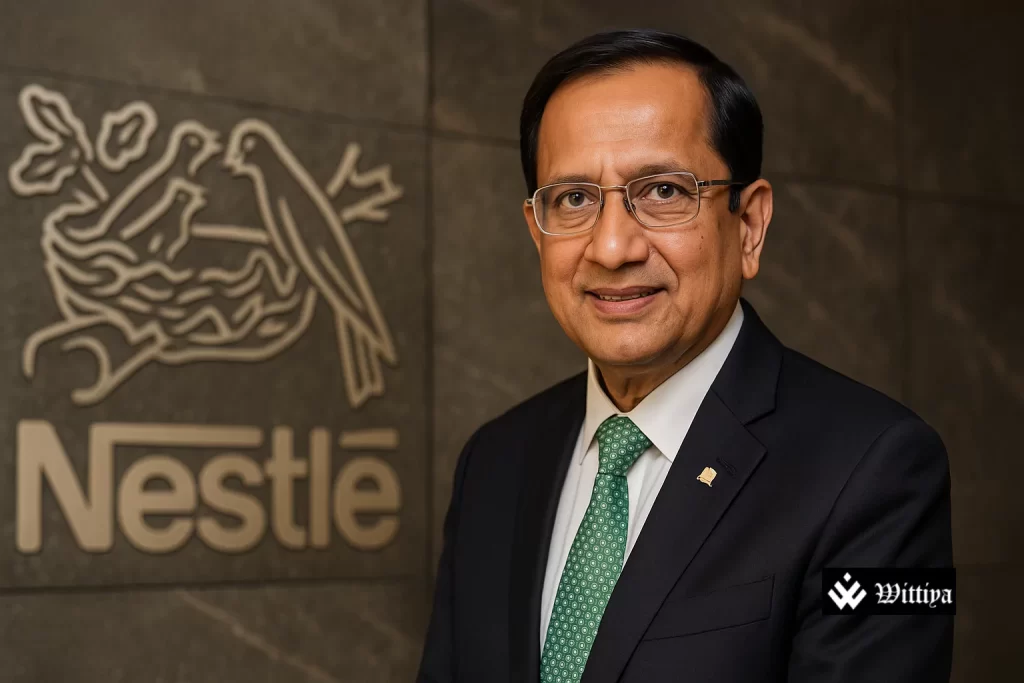 Suresh Narayanan, Chairman and Managing Director of Nestlé India, smiling at a press conference