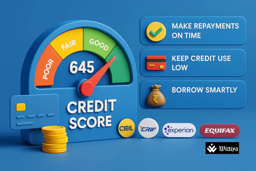 Credit score report on a laptop screen with a person reviewing financial documents