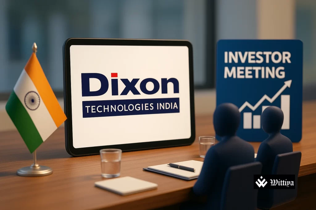 Dixon Technologies corporate office with calendar marked for investor meetings