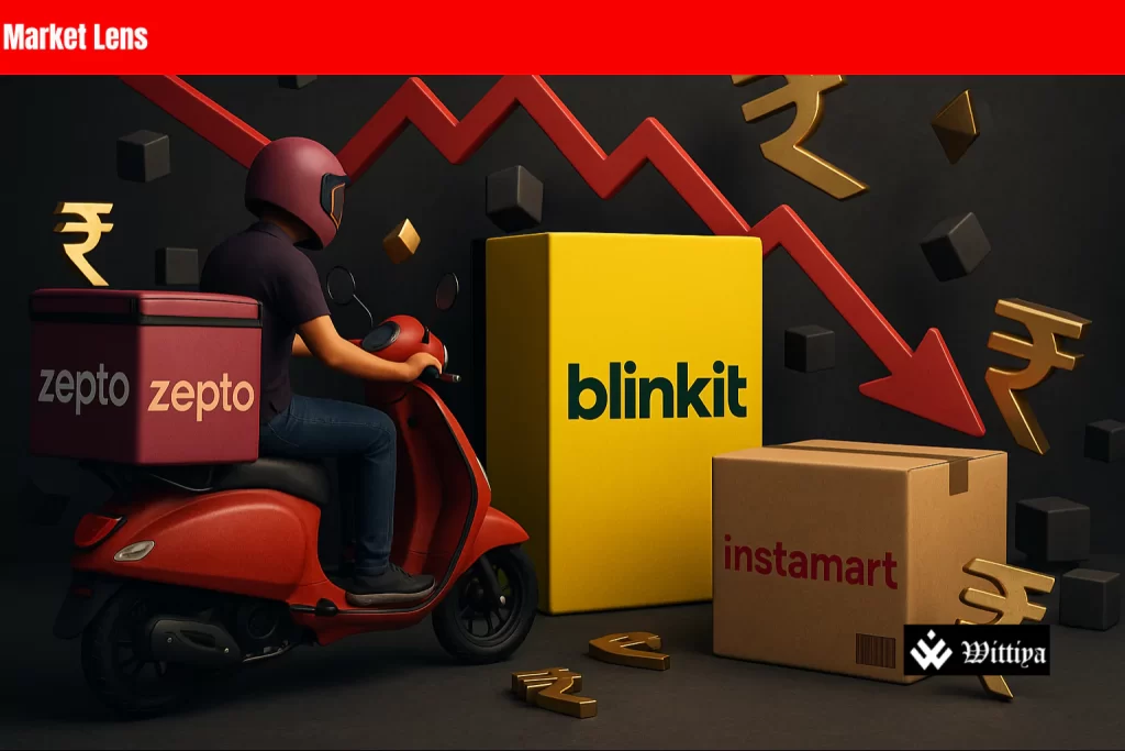 ALT Text: Quick commerce delivery rider in India highlighting the challenges of 10-minute delivery models.