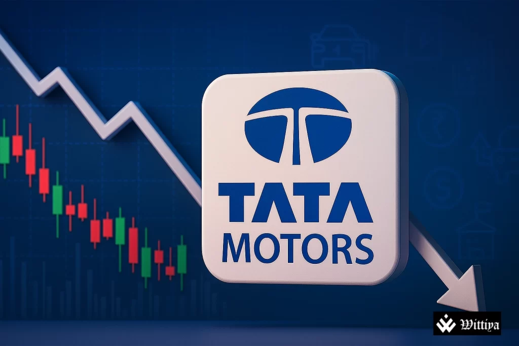Tata Motors stock movement and financial update, highlighting FY25 earnings and share price decline.