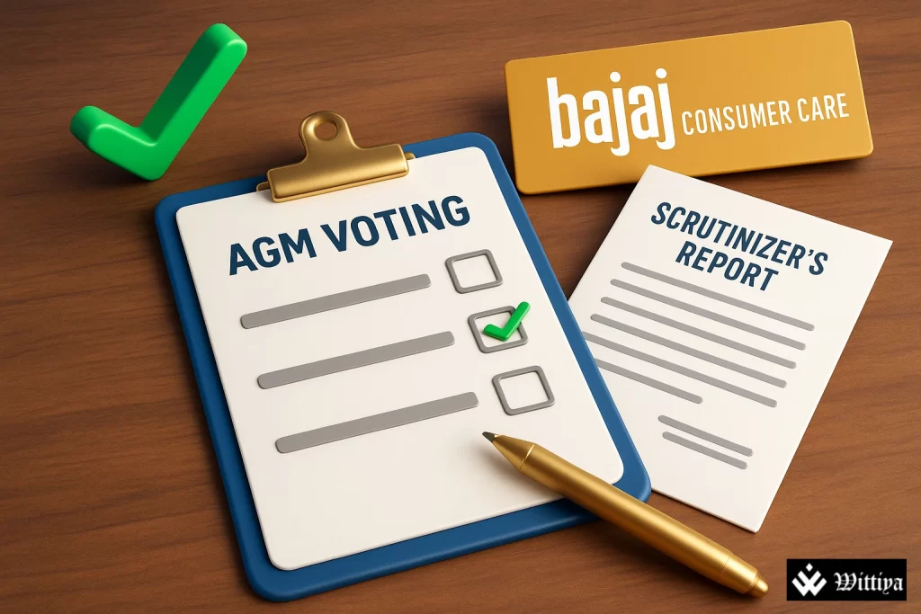 Bajaj Consumer Care Limited publishes AGM voting results and scrutinizer report, August 2025.