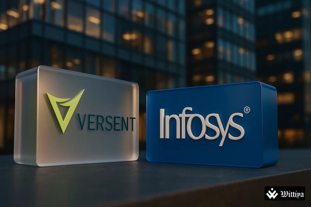 Infosys headquarters building representing $150M Versent acquisition announcement