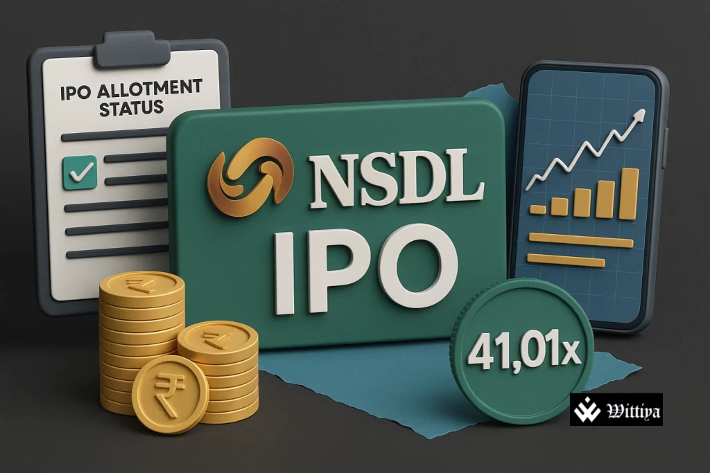 NSDL allotment status portal displayed on screen with ticking clock symbolizing urgency