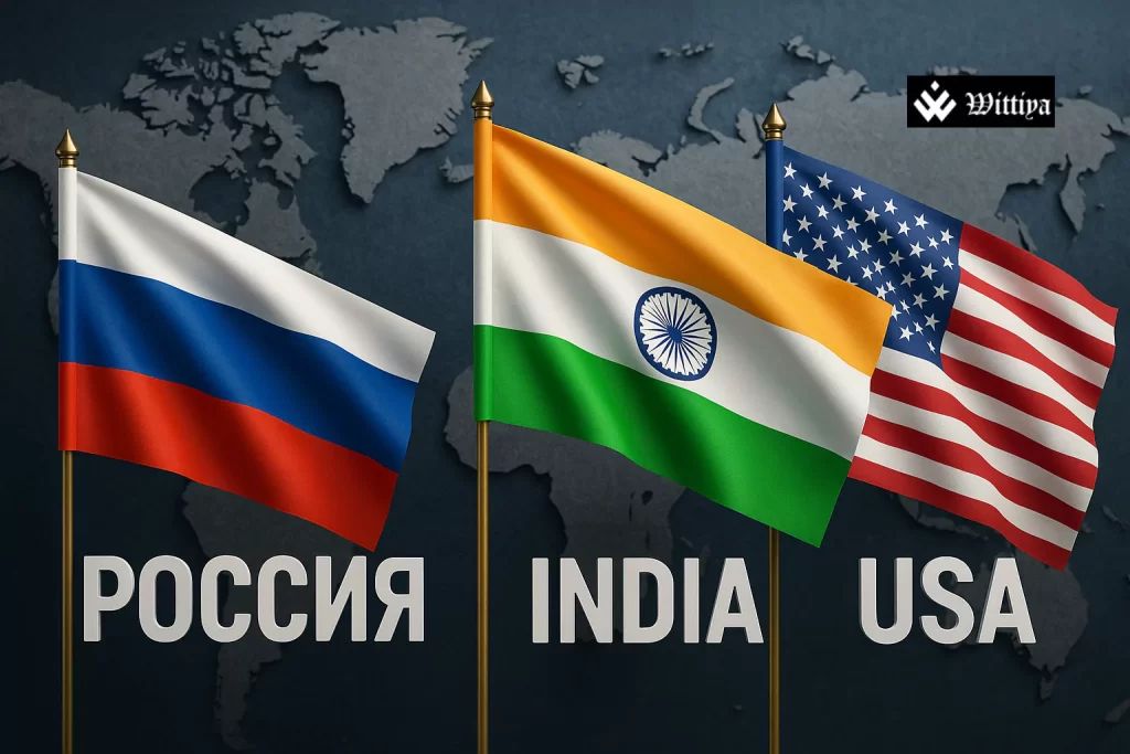 Maria Zakharova speaking at podium overlaid with US flag breaking apart, symbolizing Russia calling out U.S. “neocolonial agenda”