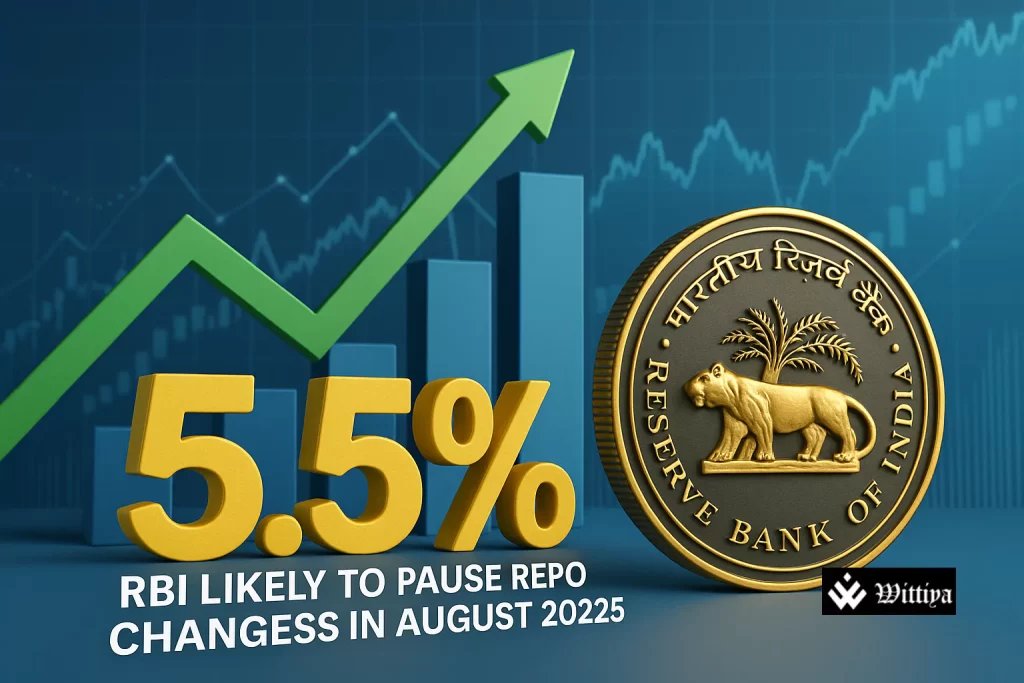 Reserve Bank of India building with 5.5% repo rate announcement headline