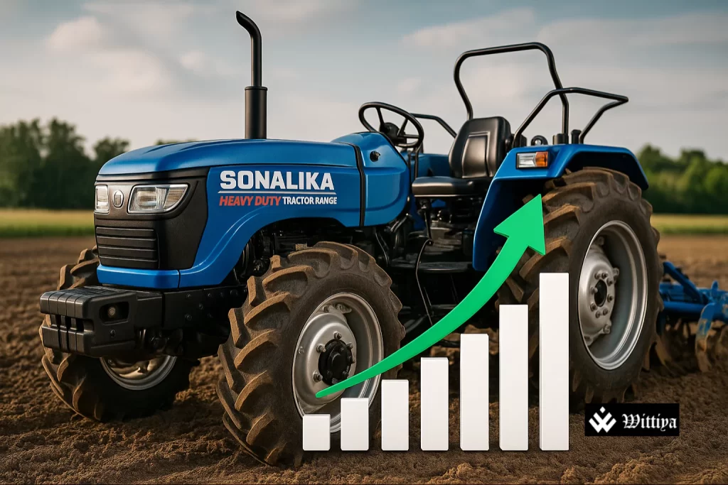 Representative image showing Sonalika Tractors and market share growth in India
