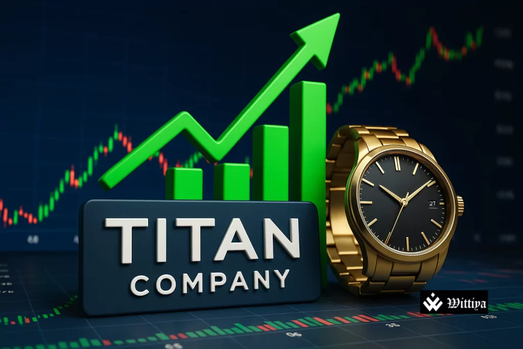 Representative image showing Titan stock movement and investor decision-making