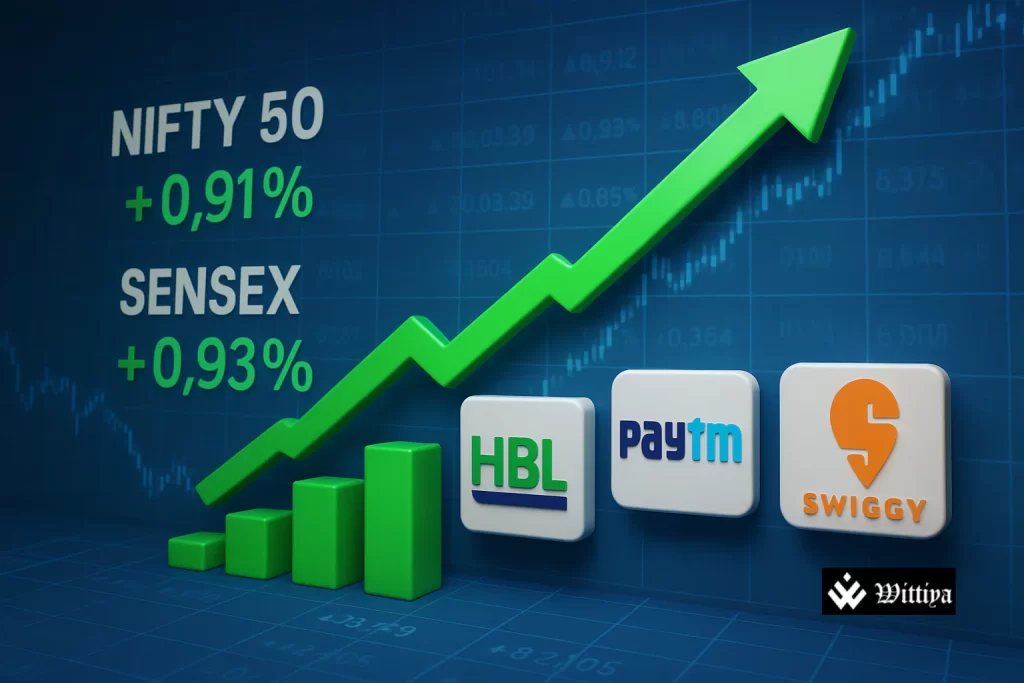 Market alert showing top gaining and losing stocks to watch today