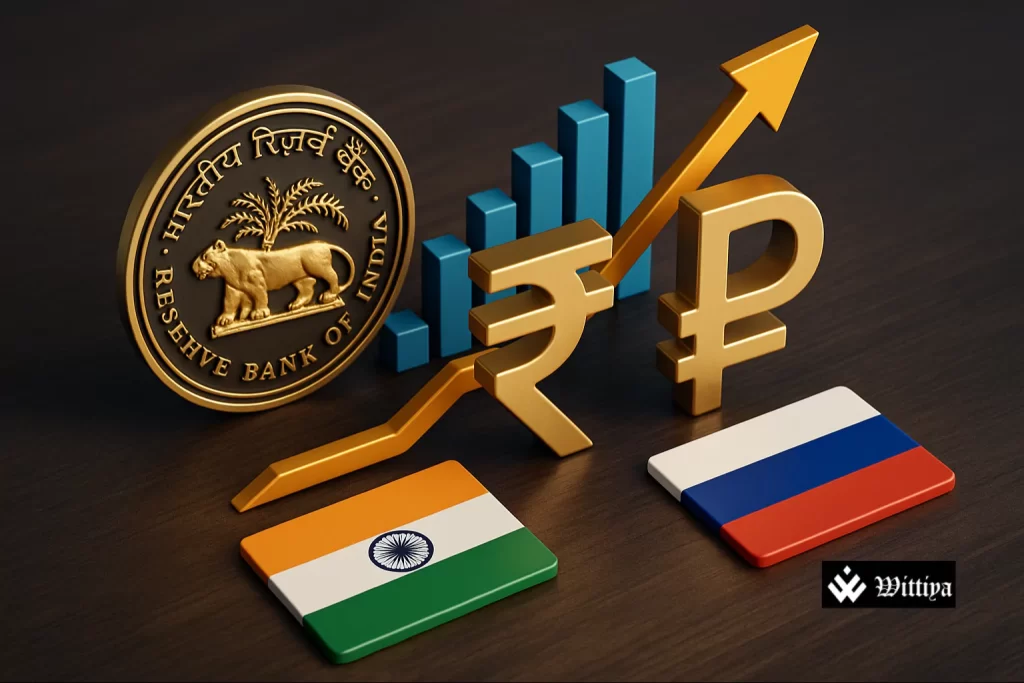 Image illustrating India-Russia trade using the Rupee-Rouble mechanism
