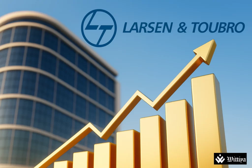 Larsen & Toubro headquarters with financial growth chart