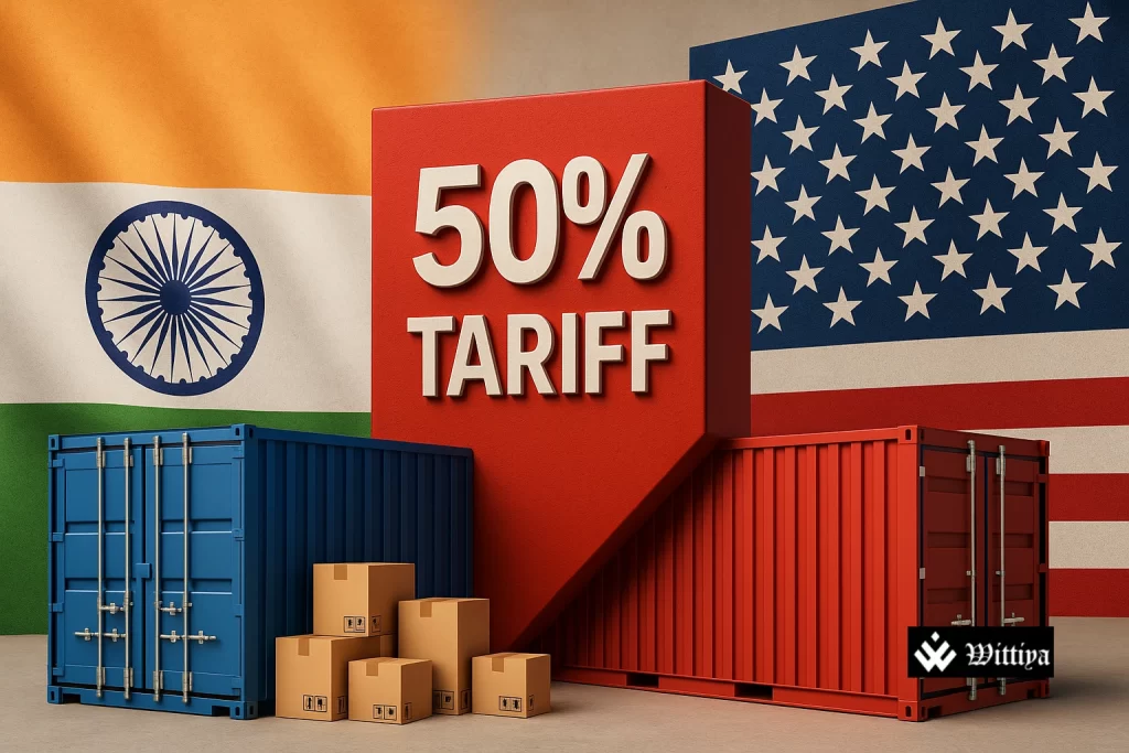 India is facing the impact of a 50% tariff in global trade, raising concerns over export competitiveness and international trade relations.